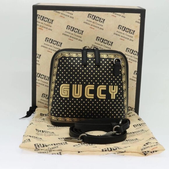 GUCCI SEGA Collaboration Shoulder Bag Leather Black 511189 Auth BD1503AV - Picture 2 of 14